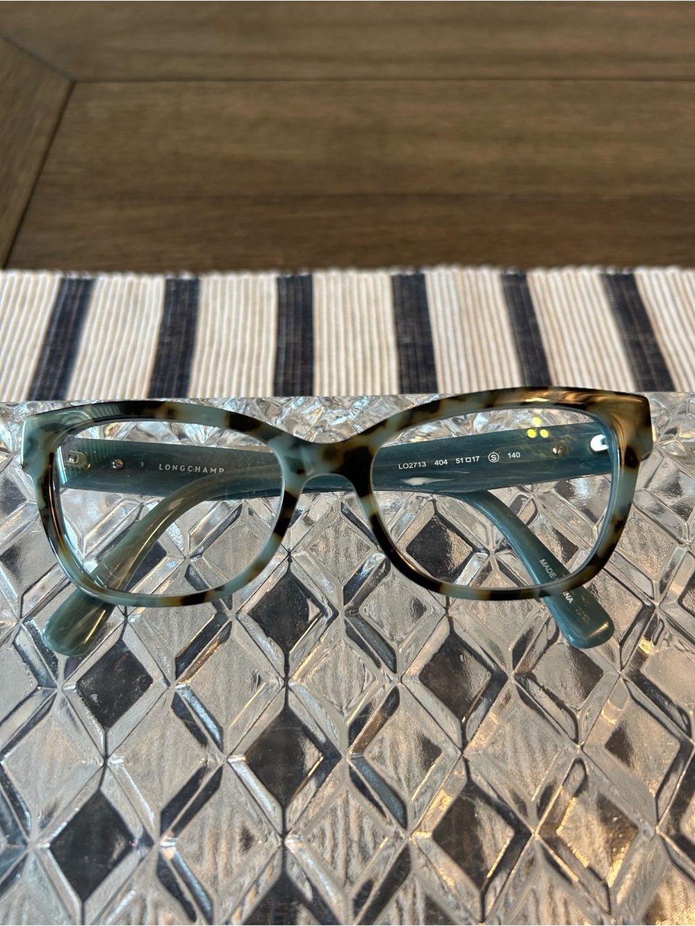 Longchamp Aqua Blue Tortoiseshell Cat-Eye Eyeglass Frames